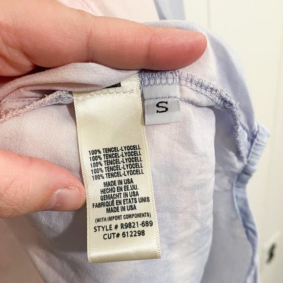 Anthropologie Cloth & Stone Tencel Blue/Pink Dip/Tie Dye Button Up Size Small - Picture 12 of 13